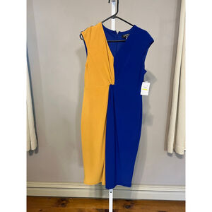 Women's Kasper Colorblock Sheath Dress Blue/Yellow Size M